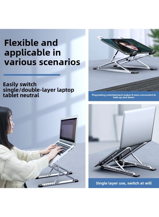 Laptop Bracket Double-layer Desktop Aluminum Alloy Metal Bracket Folding Heat Dissipation Lifting Flat Bracket-Color:N3 Aluminum Alloy 16inch Running Model-black - Image 4