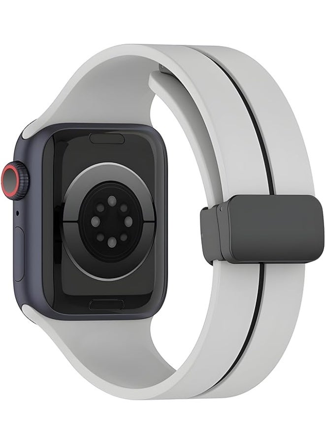 Silicone Magnetic Strap for Apple Watch Ultra Band 49mm 45mm 44mm 42mm Men/Women, Soft Sport Silicone Replacement Wristband Strap for iwatch Series 9/8/7/6/5/4/3/2/SE/Ultra2 - Image 4