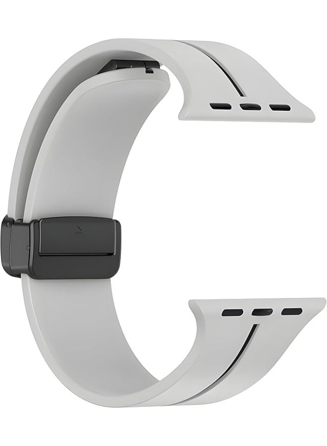 Silicone Magnetic Strap for Apple Watch Ultra Band 49mm 45mm 44mm 42mm Men/Women, Soft Sport Silicone Replacement Wristband Strap for iwatch Series 9/8/7/6/5/4/3/2/SE/Ultra2 - Image 3