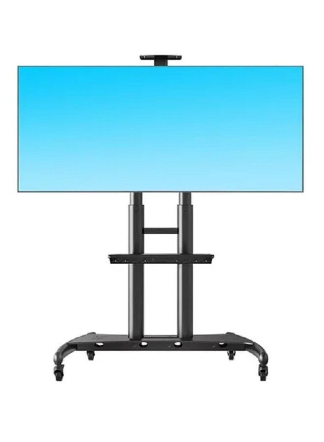 Mobile TV Cart Rolling TV Stand with Lockable Wheels for 55 to 80 Inch Plasma LCD LED Flat or Curved Screen TVs up to 100lbs - Height Adjustable (55-80 inch) Black - Image 2