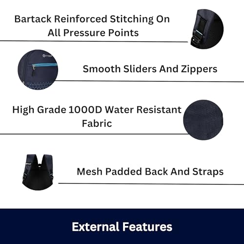 HYDER Glitch 35L Multipurpose Backpack For Men,Women, Boys And Girls Bags for College, School, Travel, Office and Daily Use - Durable, Comfortable, and Stylish Bag/Backpacks (Navy Blue) - Image 5