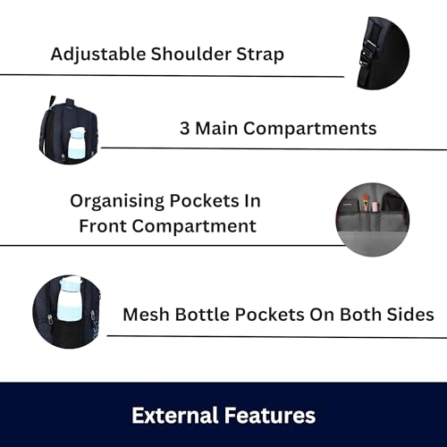 HYDER Glitch 35L Multipurpose Backpack For Men,Women, Boys And Girls Bags for College, School, Travel, Office and Daily Use - Durable, Comfortable, and Stylish Bag/Backpacks (Navy Blue) - Image 4