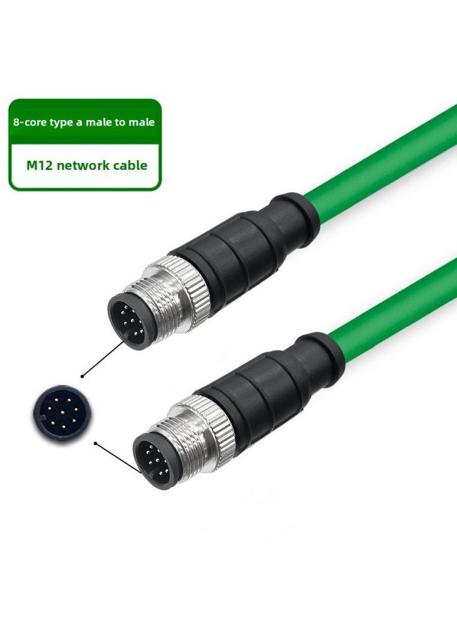 Generic M12 To RJ45 Industrial Network Cable 4-core 8-core DAX Type High-soft Camera Industrial Drag Chain Cable Shielding Bending Resistance-Color:[straight 8-core A-type Male To Male—m12]-Line Length:10 M  - Image 1
