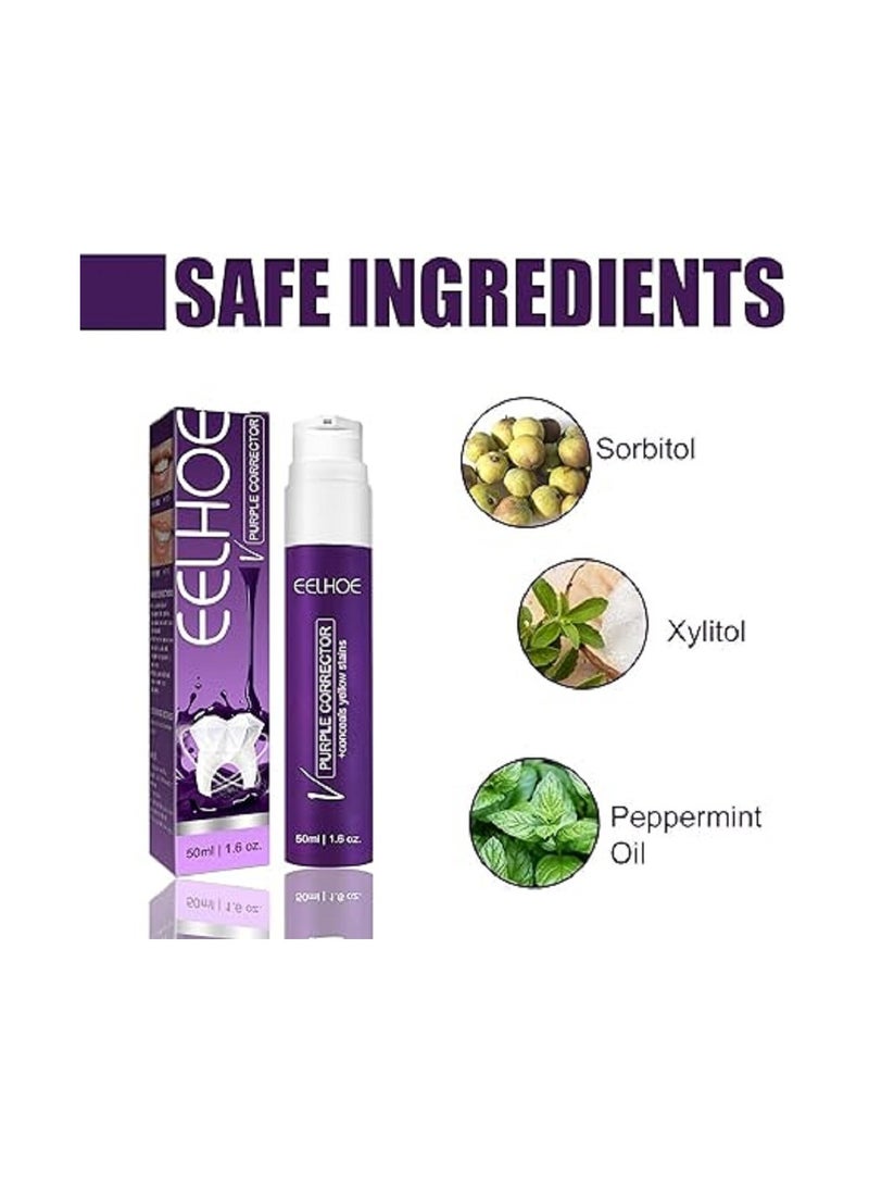 EELHOE Color Corrector Toothpaste 50ml Color Corrector Toothpaste For Teeth Whitening Toothpaste - Image 5