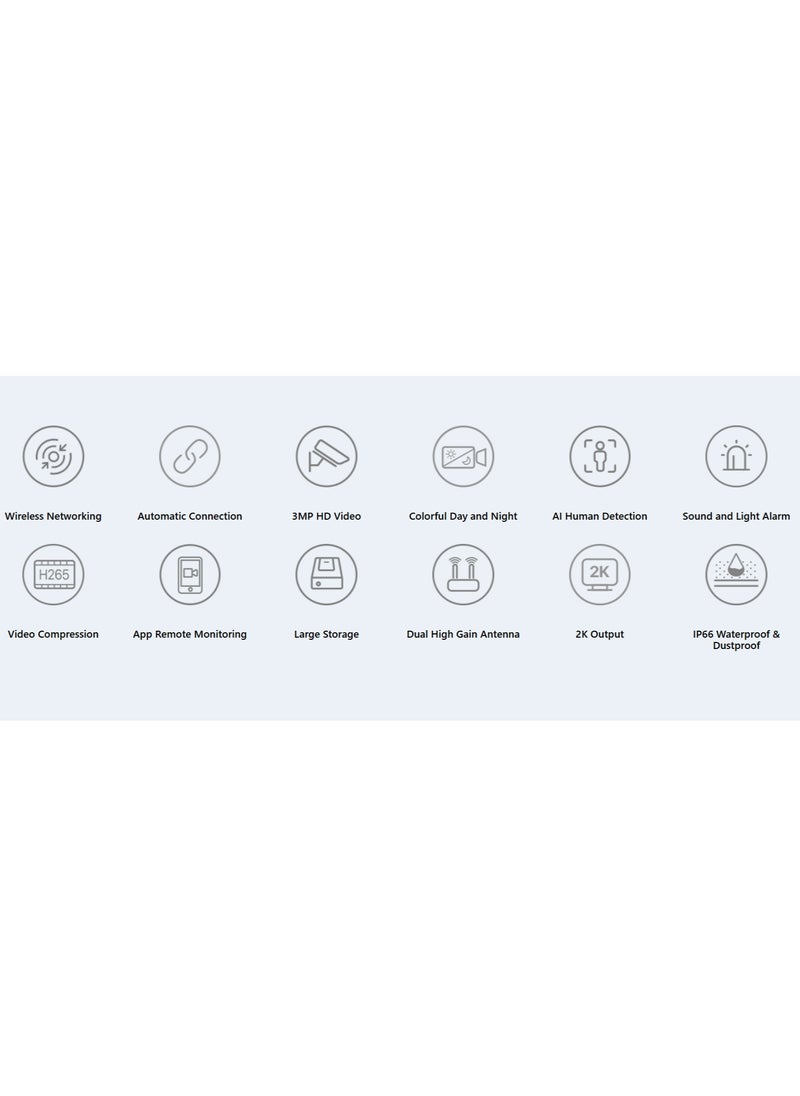 K4W 3TC  4 Channel Wireless 2K Video Security Kit