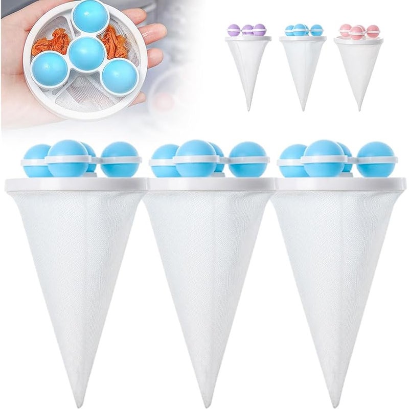 Floating Hair Filtering Mesh Removal,2025 Reusable Lint Catcher for Washing Machine Wool Device,Washing Machine Hair Filter Cleaning Mesh Bag Pet Dog Cat Hair Catcher Remover for Laundry (Blue#3PC) - Image 1