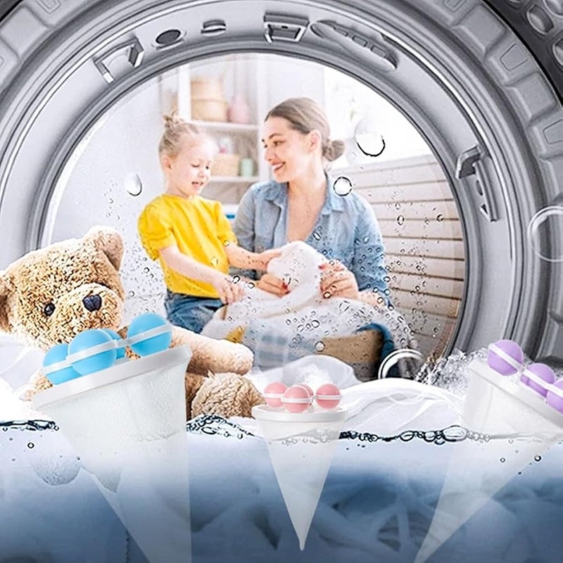 Floating Hair Filtering Mesh Removal,2025 Reusable Lint Catcher for Washing Machine Wool Device,Washing Machine Hair Filter Cleaning Mesh Bag Pet Dog Cat Hair Catcher Remover for Laundry (Blue#3PC) - Image 2