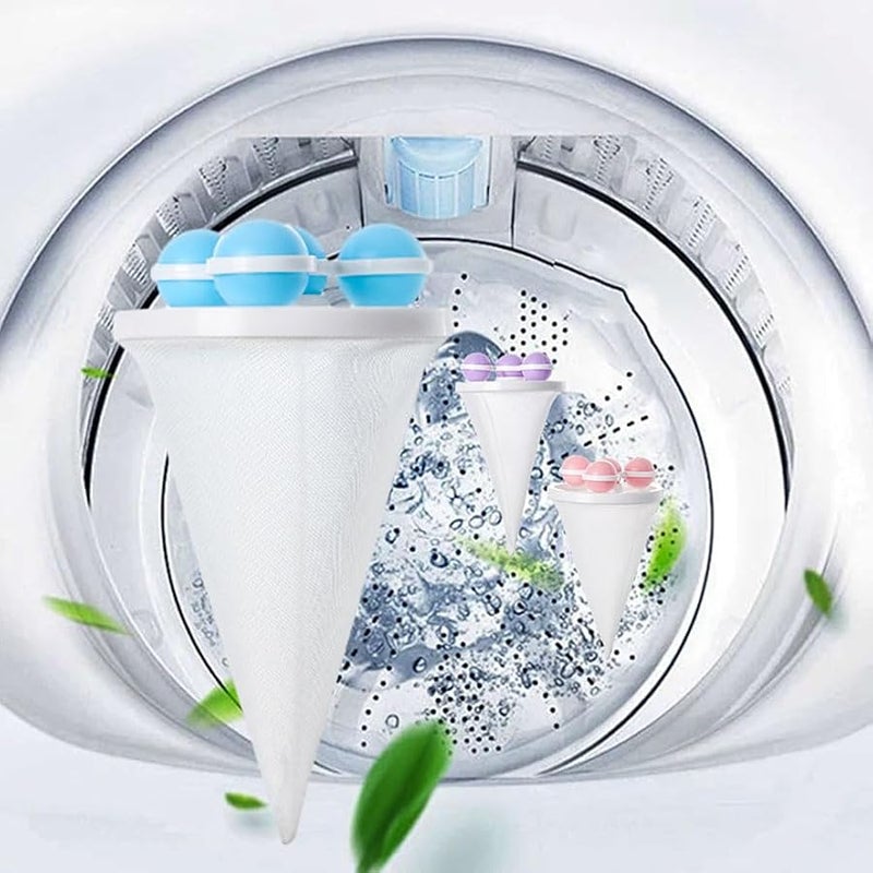 Floating Hair Filtering Mesh Removal,2025 Reusable Lint Catcher for Washing Machine Wool Device,Washing Machine Hair Filter Cleaning Mesh Bag Pet Dog Cat Hair Catcher Remover for Laundry (Blue#3PC) - Image 4