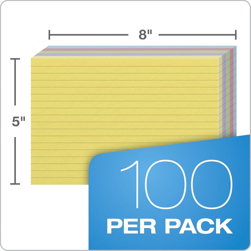 Oxford Index Cards, Assorted Colors, 5" x 8", Ruled, 100-Pack (35810) - Image 3