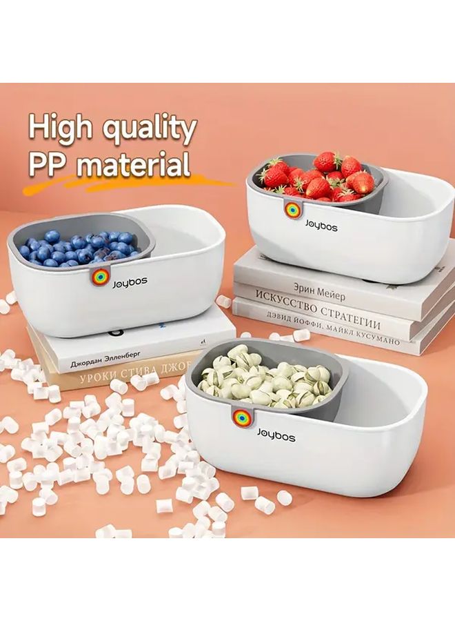 Two Tier Snack Bowl And Drying Basket White Black PP Plastic Open Top Easy Clean - Image 5