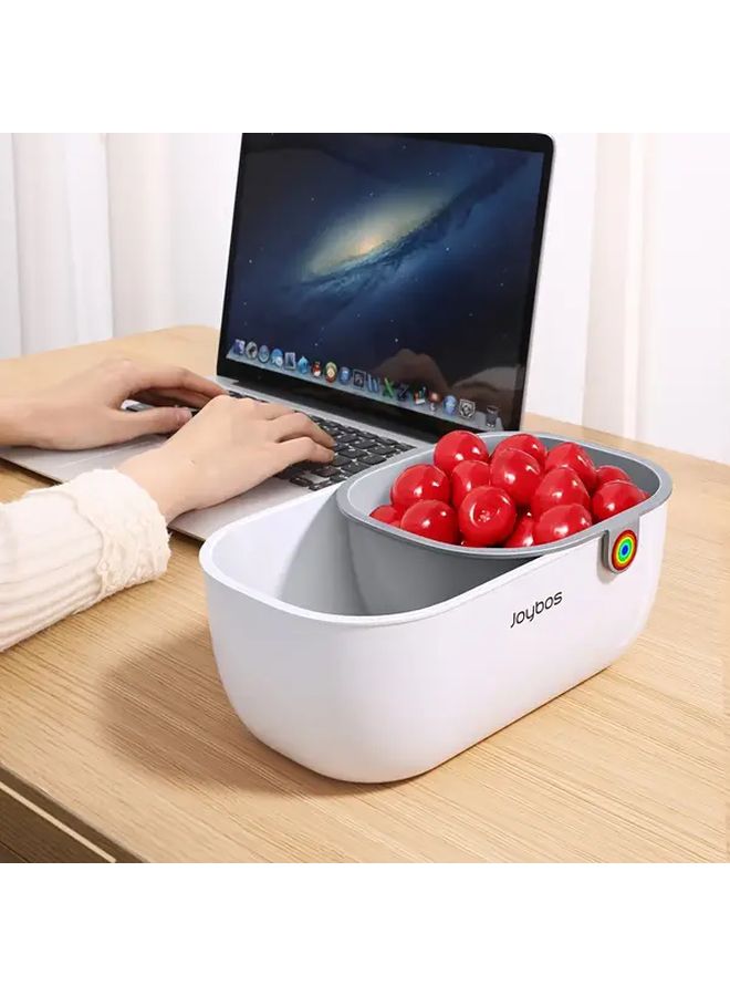 Two Tier Snack Bowl And Drying Basket White Black PP Plastic Open Top Easy Clean - Image 2
