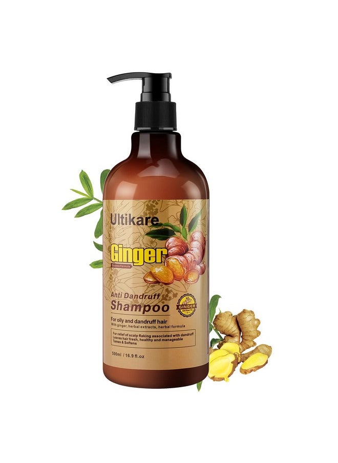 Ultikare Ultikare Ginger Shampoo for Dandruff Hair, Anti-Dandruff Treatment - Itchy Dry Scalp Care Shampoo Ginger Extract Oil Strengthen Hair Formula, for Men and Women  - Image 1