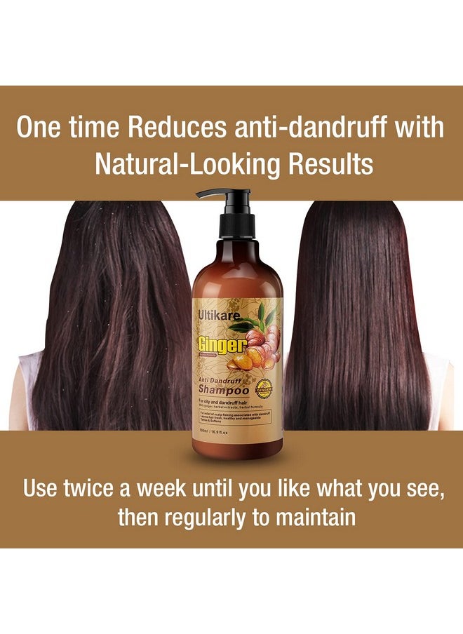 Ultikare Ultikare Ginger Shampoo for Dandruff Hair, Anti-Dandruff Treatment - Itchy Dry Scalp Care Shampoo Ginger Extract Oil Strengthen Hair Formula, for Men and Women  - Image 2