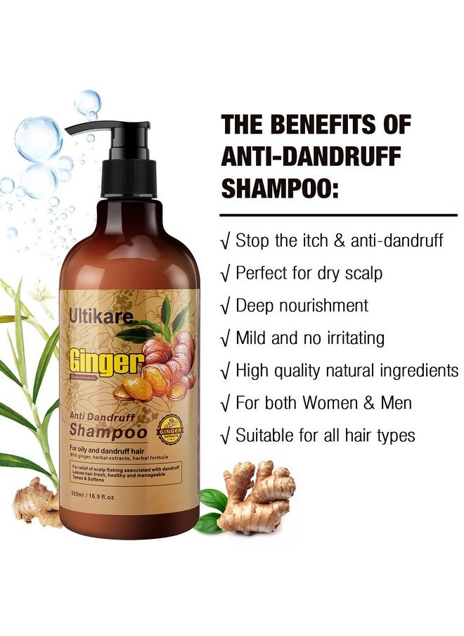 Ultikare Ultikare Ginger Shampoo for Dandruff Hair, Anti-Dandruff Treatment - Itchy Dry Scalp Care Shampoo Ginger Extract Oil Strengthen Hair Formula, for Men and Women  - Image 4
