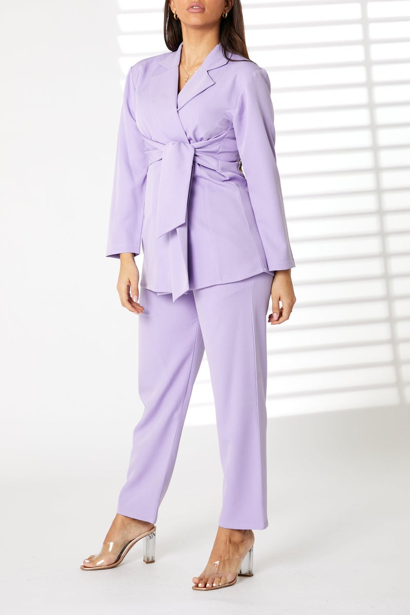 Moistreet Tie Detailed Blazer And Pants Set - Image 2