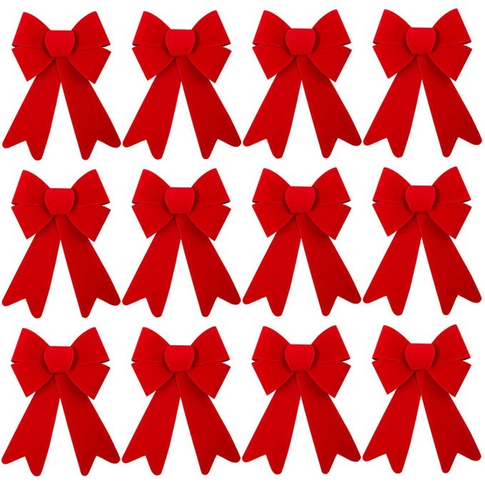 12 PIECES RED CHRISTMAS BOWS FOR WREATHS 5 X 8 INCHES CHRISTMAS BOWS FOR TREE CHRISTMAS DECORATION BOWS INDOOR AND OUTDOOR