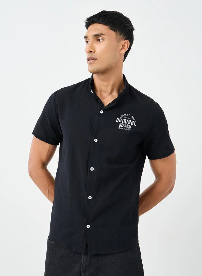 Take Two Graphic Print Buttoned Front Short Sleeve Shirt