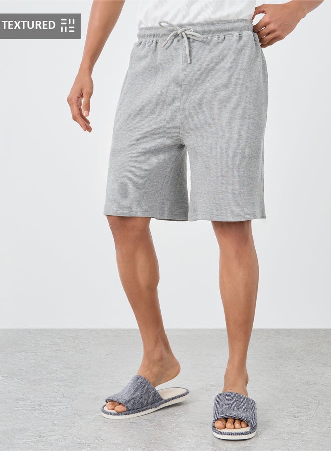 Styli Waffle Textured Shorts with Drawstring - Image 1