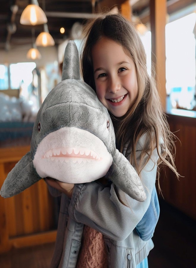 MUPI Shark Plush 11” Shark Stuffed Animal Shark Pillow Stuffed Shark Shark Toy Shark Ocean Stuffed Animal Big Plush Large Stuffed Shark Shark Doll Sea Animal（Grey） - Image 3