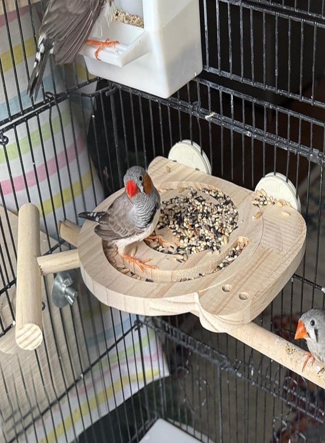 Hiyoo Wooden Bird Foraging Feeder with Perch, Snail Shape 2-in-1 Bird Cage Toy & Food Bowl, Interactive Foraging Accessory for Parrots, Parakeets, Cockatoos, Lovebirds, Budgies - Image 5