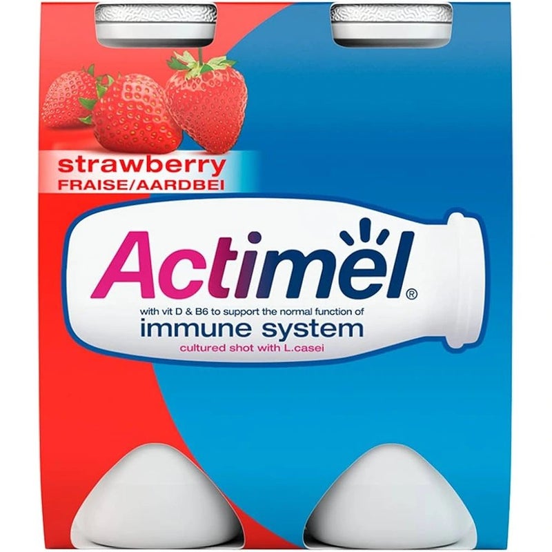Actimel Strawberry Flavored Low Fat Yogurt Drink- 4X100gms