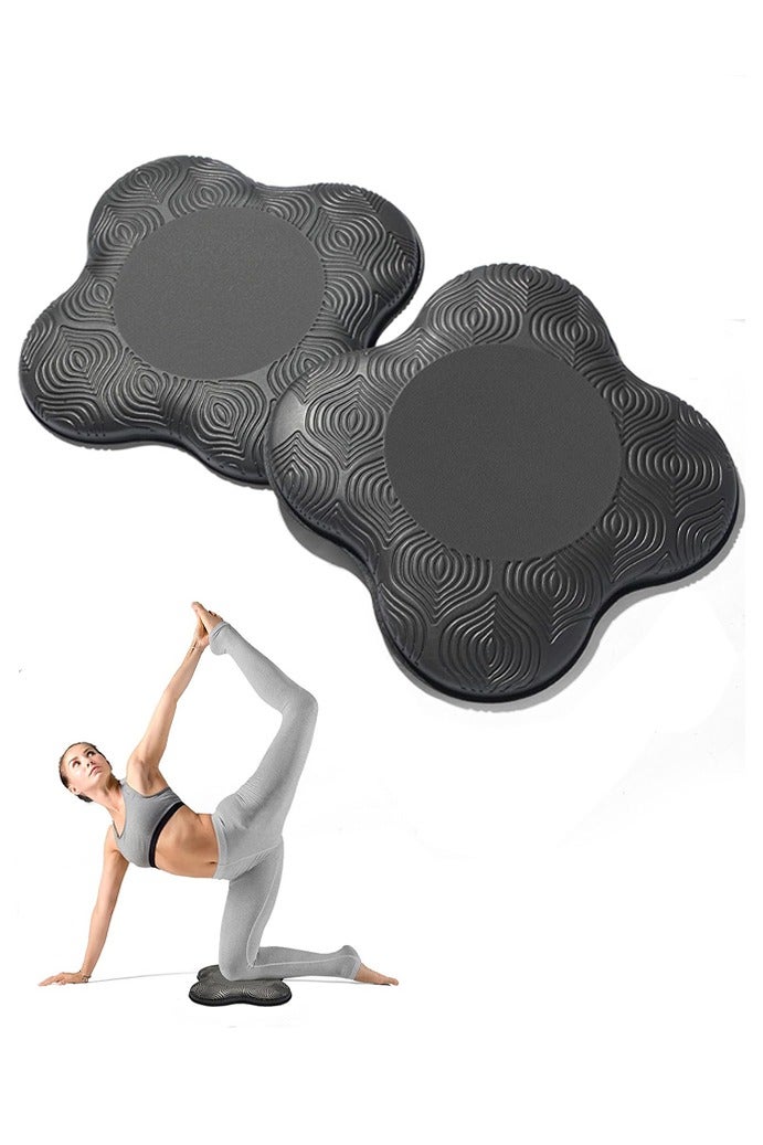 2 حزمة وسادة ركبة لليوغا، وسادة دعم لليوغا مانعة للانزلاق، وسادة ركوع لليوغا، وسادة ركبة سميكة للتمارين الرياضية، وسادة دعم للركوع، وسادة توازن رياضية لحماية الركبة والكاحل والكوع واليد، لون أسود - Image 1