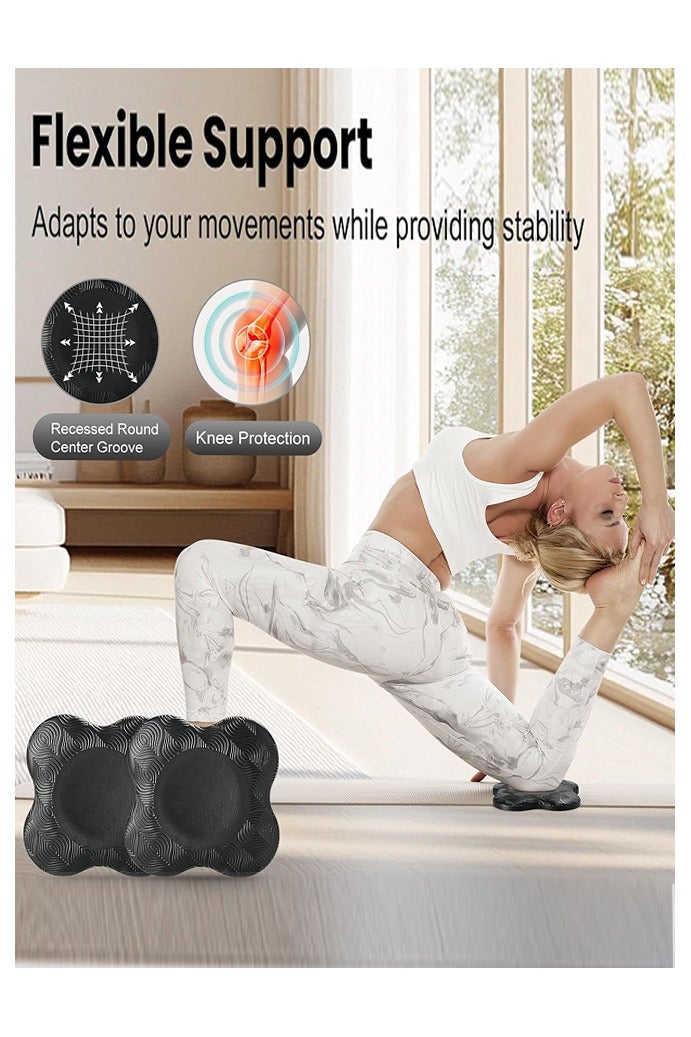 2 حزمة وسادة ركبة لليوغا، وسادة دعم لليوغا مانعة للانزلاق، وسادة ركوع لليوغا، وسادة ركبة سميكة للتمارين الرياضية، وسادة دعم للركوع، وسادة توازن رياضية لحماية الركبة والكاحل والكوع واليد، لون أسود - Image 3