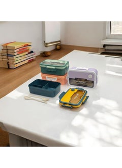 QSHOP QSHOP® Premium Imported Bento Lunch Box 3 Compartment Leakproof Insulated Lunch Box Microwave Safe Bento Box with Fork and Spoon  - Image 3