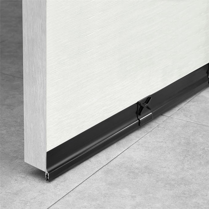 ALUMINUM DOOR DRAFT STOPPER 36 METAL SWEEP BOTTOM SEAL STRIP NOISE BLOCKER WITH RUBBER SWEEP BLACK