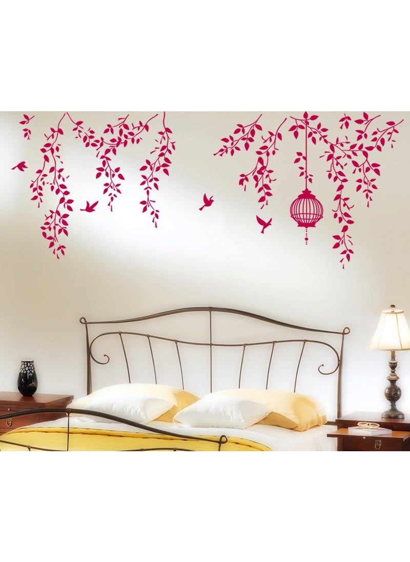 Decals Design Decals Design 'Hanging Vines with Cage and Birds' Wall Sticker (PVC Vinyl, 70 cm x 50 cm)  - Image 1
