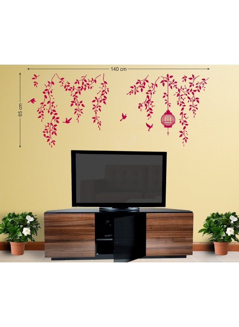 Decals Design Decals Design 'Hanging Vines with Cage and Birds' Wall Sticker (PVC Vinyl, 70 cm x 50 cm)  - Image 2