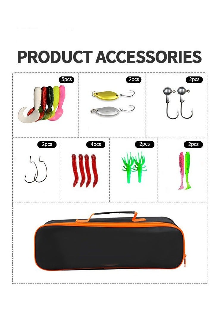 Arabest طقم طعوم صنارة صيد البحر الصلبة مع بكرة، صنارة صيد تلسكوبية محمولة مع طقم بكرة، مع حقيبة حمل، معدات صيد، طعوم صيد، طقم عمود البحر الكامل - Image 3