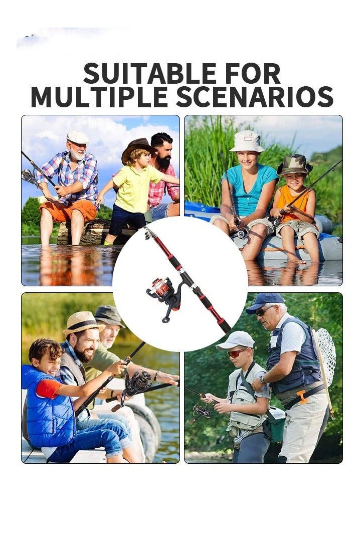 Arabest طقم طعوم صنارة صيد البحر الصلبة مع بكرة، صنارة صيد تلسكوبية محمولة مع طقم بكرة، مع حقيبة حمل، معدات صيد، طعوم صيد، طقم عمود البحر الكامل - Image 4