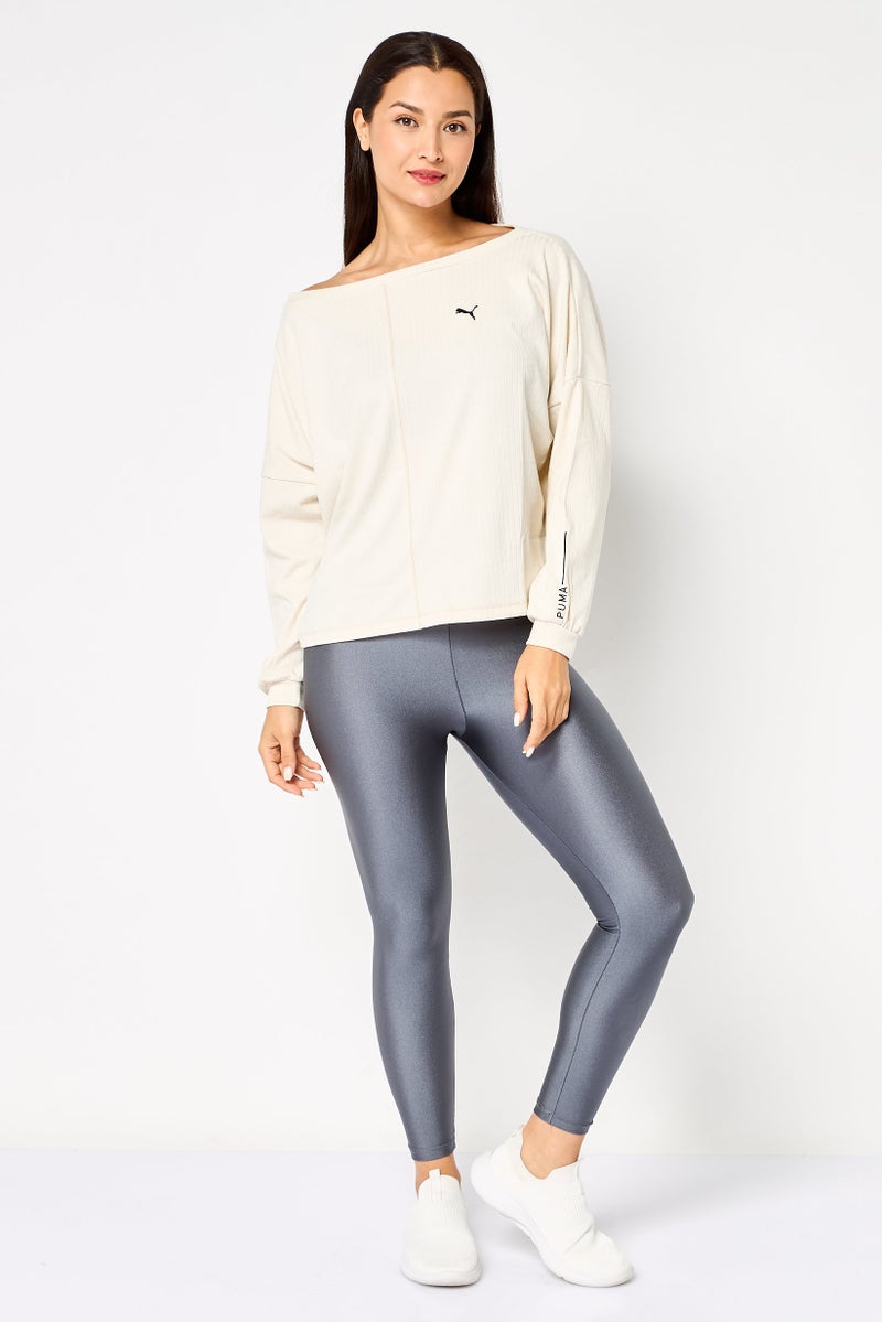PUMA بلوزة تدريب طويلة الأكمام للنساء، بيج - Image 4