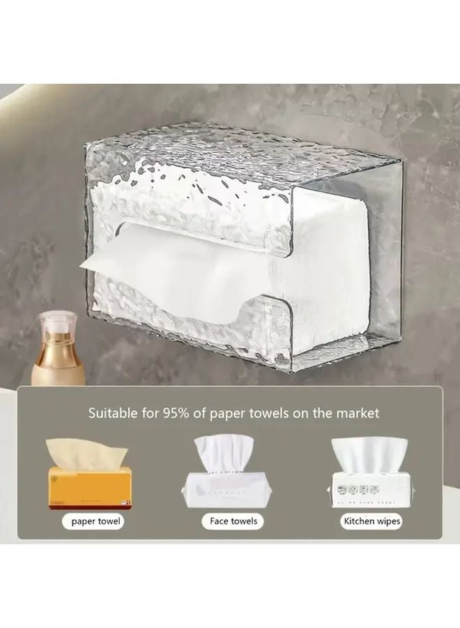 Deep Grey Self Adhesive Tissue Box Holder Wall Mount No Drill Needed Square Plastic Storage For Bathroom And Kitchen - Image 4