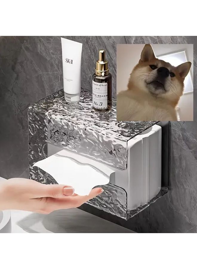 Deep Grey Self Adhesive Tissue Box Holder Wall Mount No Drill Needed Square Plastic Storage For Bathroom And Kitchen - Image 2