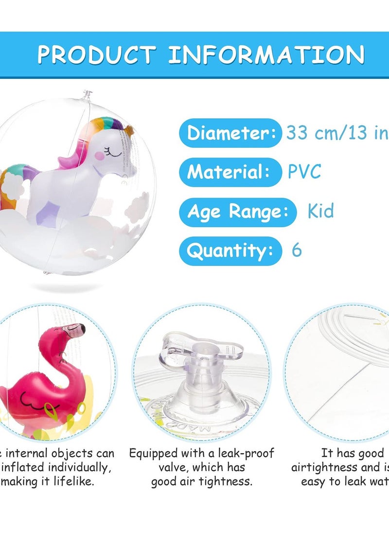 Y&D - Beach Balls, 13" Kids Inflatable Balls Birthday Pool Party Gifts Summer Water Toys Games, Outdoor Activities, Boys and Girls (6 Pack) - Image 1