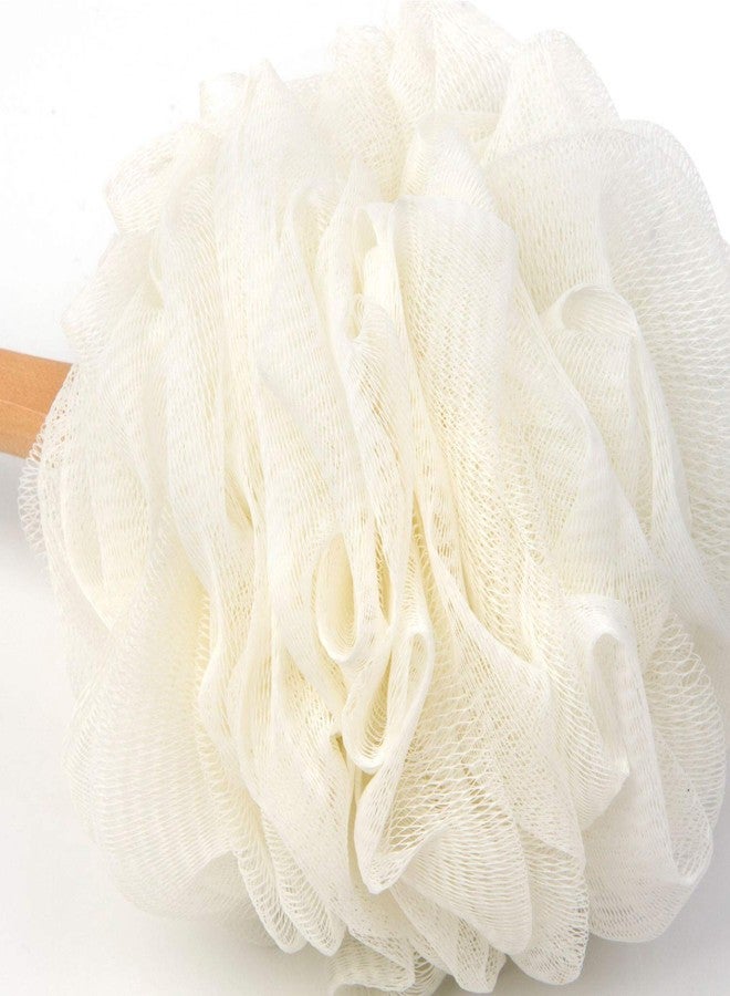 Arswin Loofah Back Scrubber for Shower, Wooden Long Handle Bath Sponge Lufa Shower Brush, Soft Nylon Mesh Back Cleaner Washer, Women & Men Exfoliating Luffa Pouf on a Stick for Body (White) - Image 4