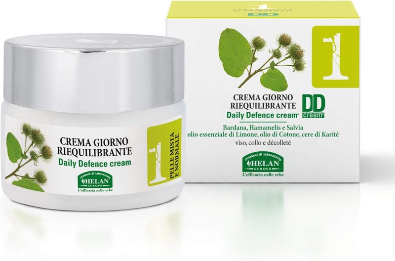 Helan Linea Viso 1 Rebalancing Face Moisturiser for Combination Normal Skin Day Cream with Vitamin E B5 Sage Extracts Lemon Essential Oil Daily Skin Care Routine Made in Italy 100 ml