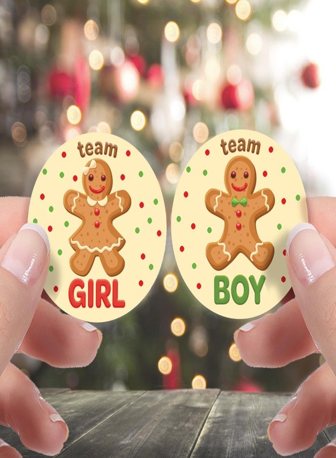 DISTINCTIVS Gingerbread Gender Reveal Party, Team Boy or Team Girl Holiday Cookie Stickers - 40 Labels, Christmas Oh Snap What's Baking Holiday Gender Reveal - Image 2