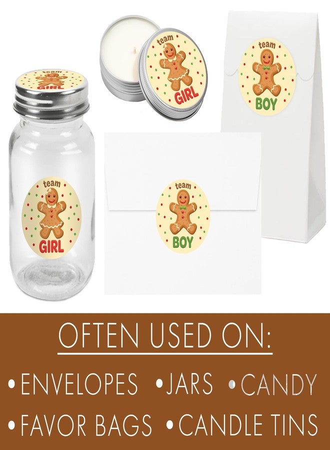 DISTINCTIVS Gingerbread Gender Reveal Party, Team Boy or Team Girl Holiday Cookie Stickers - 40 Labels, Christmas Oh Snap What's Baking Holiday Gender Reveal - Image 4