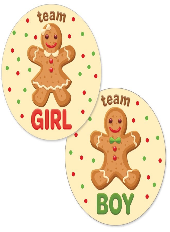 DISTINCTIVS Gingerbread Gender Reveal Party, Team Boy or Team Girl Holiday Cookie Stickers - 40 Labels, Christmas Oh Snap What's Baking Holiday Gender Reveal - Image 1