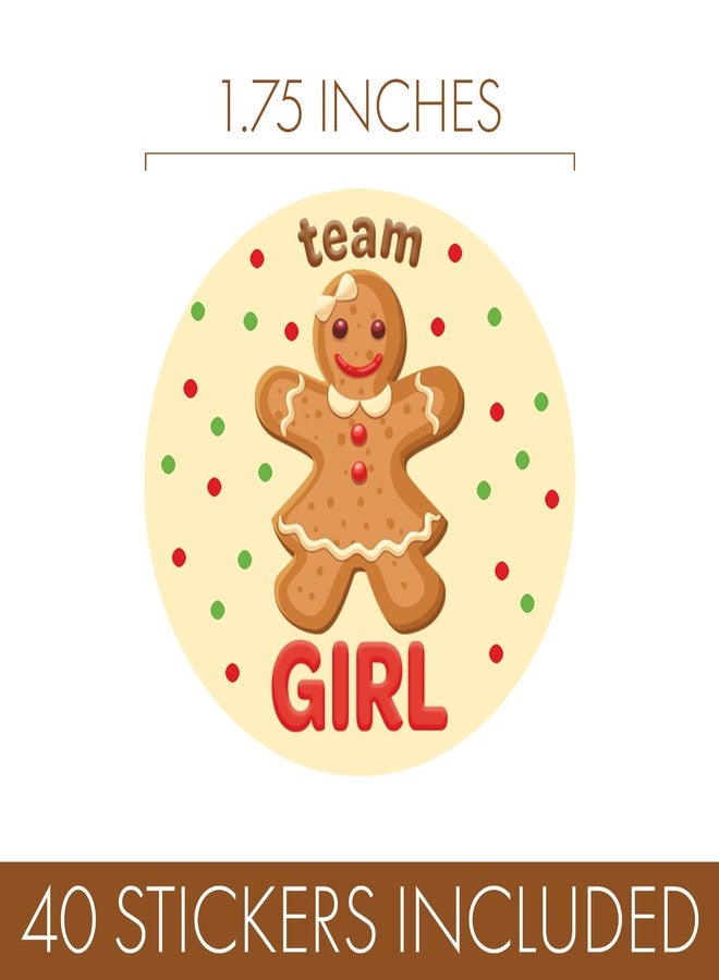 DISTINCTIVS Gingerbread Gender Reveal Party, Team Boy or Team Girl Holiday Cookie Stickers - 40 Labels, Christmas Oh Snap What's Baking Holiday Gender Reveal - Image 3