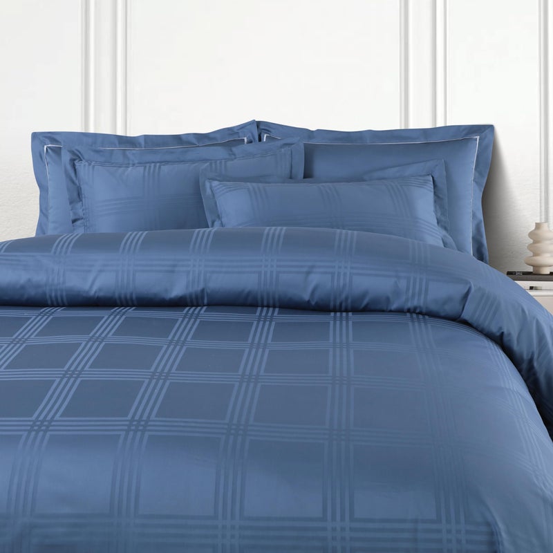 Malako Amalfi Jacquard Legion Blue 100% Cotton Super King Size Duvet Cover/Quilt Cover - Image 2