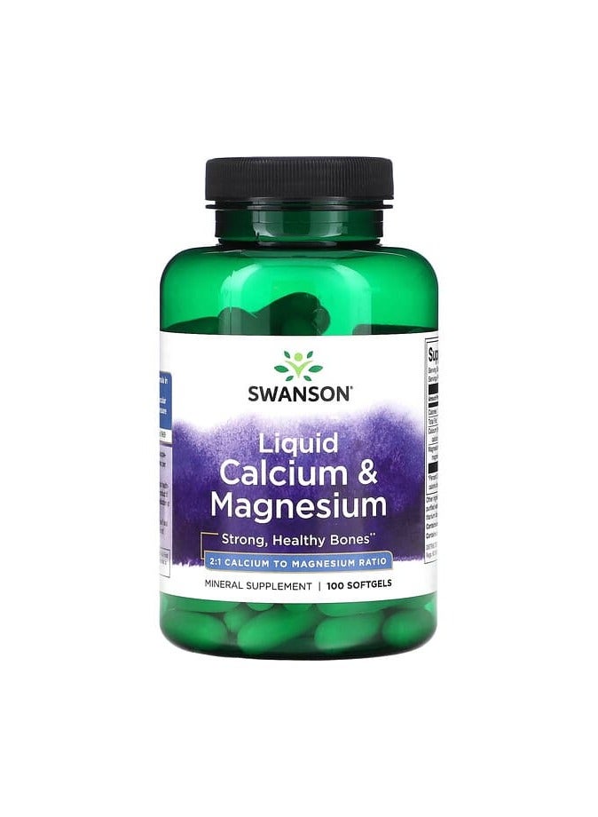 SWANSON Liquid Calcium & Magnesium, 100 Softgels