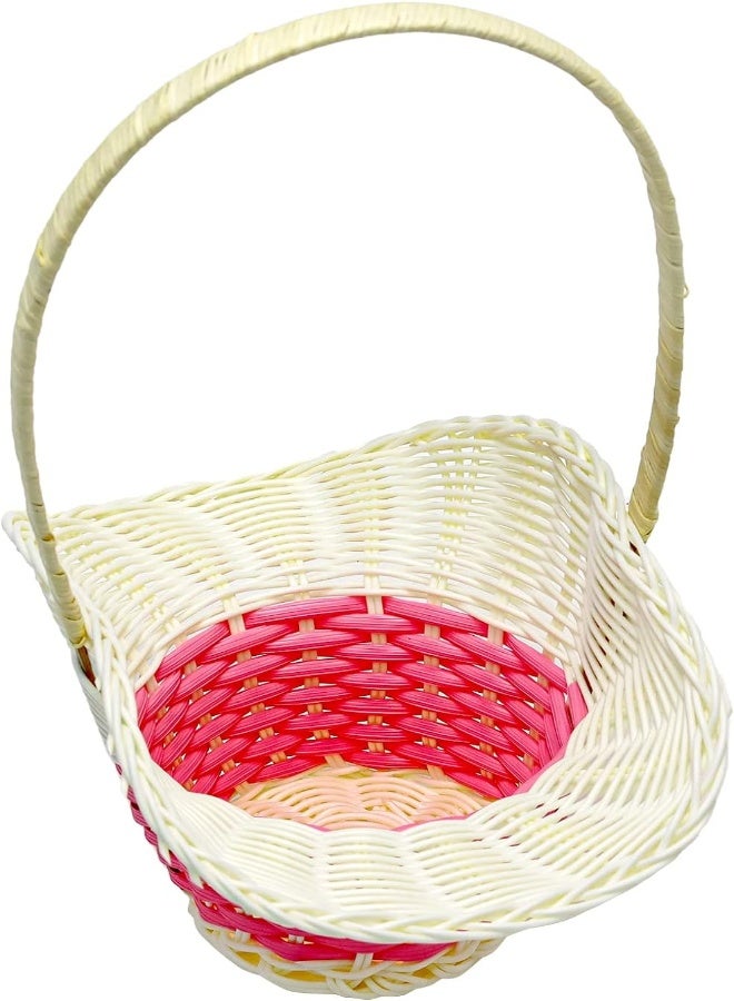 AKDC Rattan Wire Basket Handmade Woven Decorative, Mini Picnic Outdoor Indoor Handbag Baskets With Elegant Look In Cream & Pink Color Combo Home Décor  - Image 4