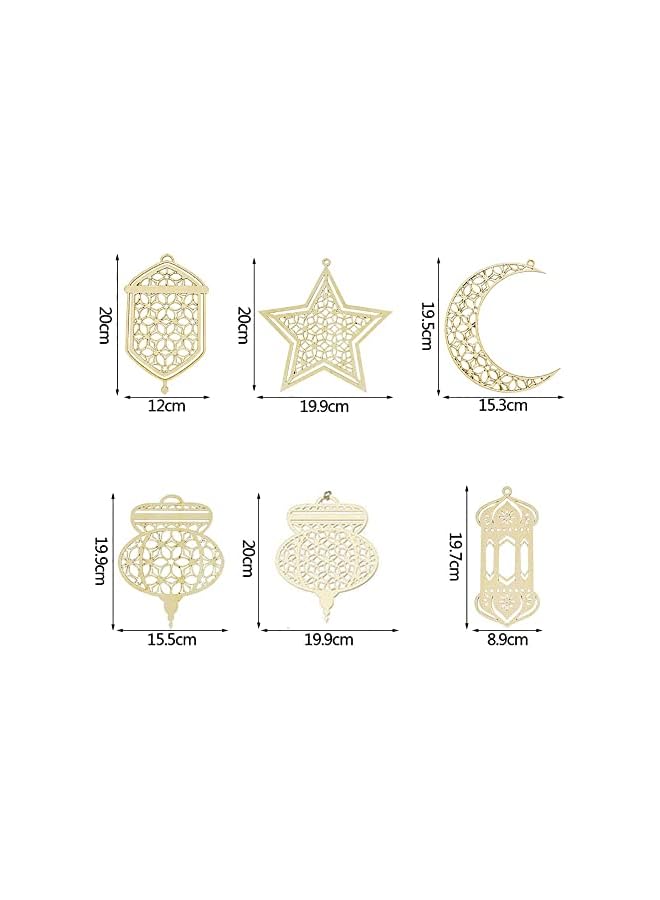 The Bros (6 قطع) زينة عيد رمضان المبارك الإسلامية، فوانيس خشبية معلقة، زينة، لافتة، زينة للمسلمين، لزينة المنزل، رمضان مبارك سعيد، مستلزمات ديكور الجدران DIY - Image 2
