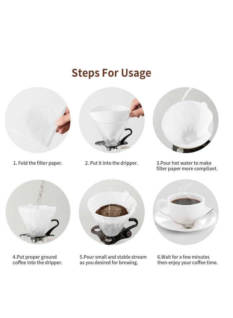 فلاتر قهوة v60 عدد 100 فلتر مقاس 02 حجم كبير ابيض - Image 3