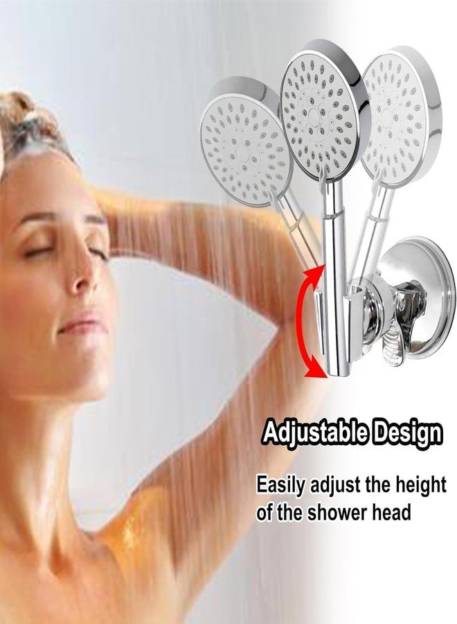 ENNCOZY Bath Shower Head Holder Chrome Wall Mount Strong Suction Handheld Universal 360° Rotatable Hand Cup Holder Flush Mounted Shower Mixer Set - Image 3