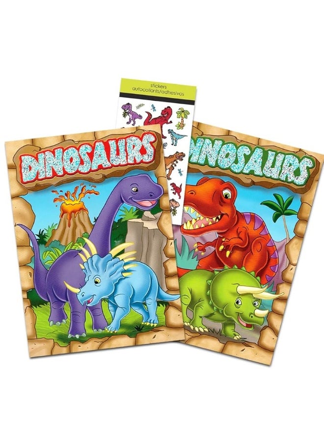 Dinosaur Party Supplies - Dinosaur Coloring Book Super Set Kids Toddler - 2 Books and Over 50 Dinosaur Stickers - Image 1